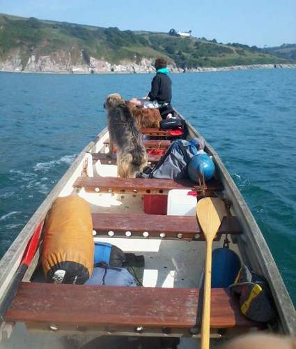 Longbow canoe out at sea